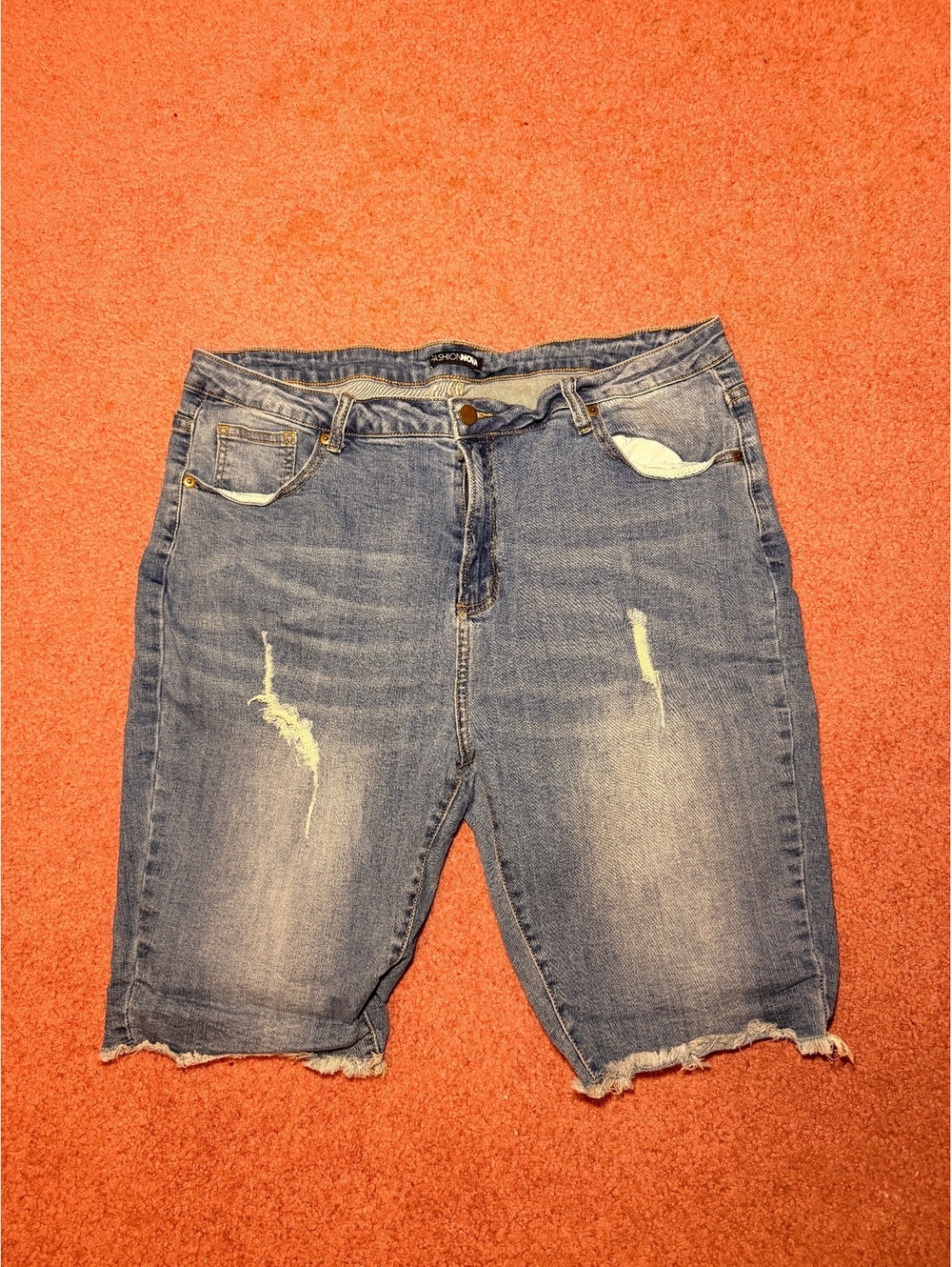 Fashion Nova Women's Distressed Denim Bermuda Shorts Size 16
